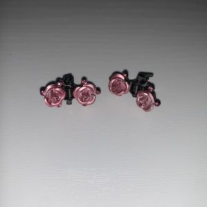 Pink rose hair clips